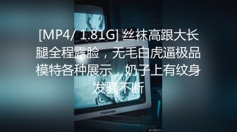 [MP4/ 1.81G] 丝袜高跟大长腿全程露脸，无毛白虎逼极品模特各种展示，奶子上有纹身发骚不断